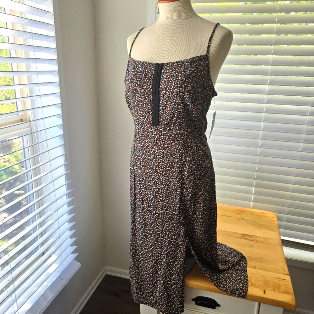 Volcom spaghetti strap black floral dress